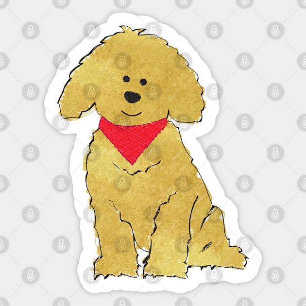 Cute Goldendoodle Puppy - Doodle Dog Sticker by emrdesigns